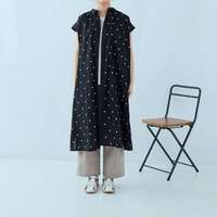 薄棉細布點點刺繡上領抽褶大襬長版洋裝 胸圍168cm cloudnine｜キャンブリックドット刺繍上衿付ワンピース