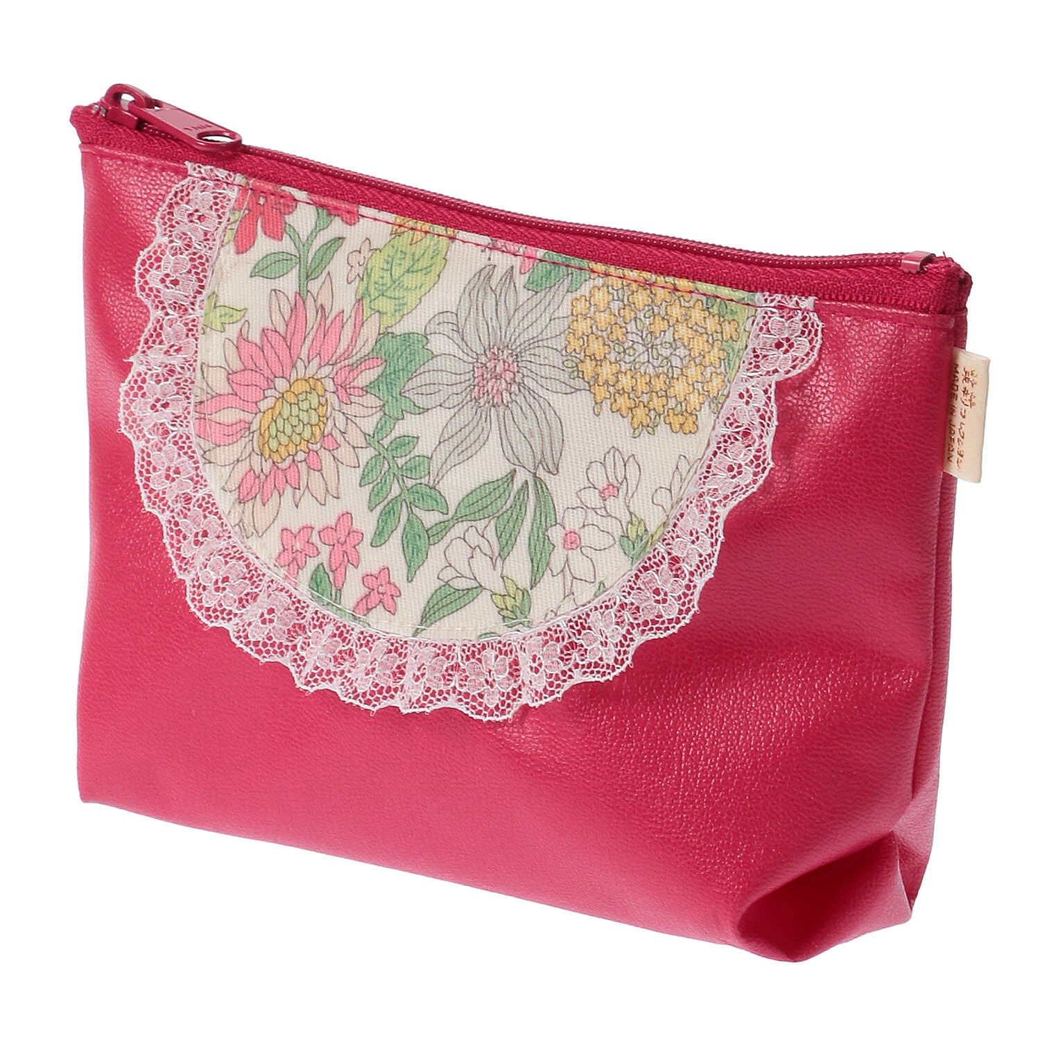 蕾絲花朵 船形收納包 17×10cm PU 日本製 4色｜サニーエプロンポーチ