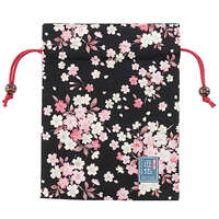 彩色櫻花 平面束口袋 棉100% 18.5×24cm 日本製 白色｜平巾着 彩り桜