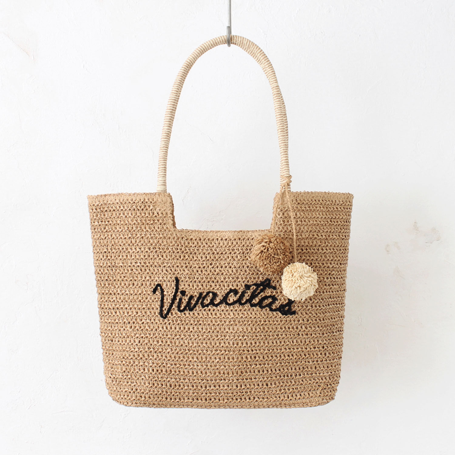 LOGO刺繡毛球混合材料托特包｜日系包款・日本直送