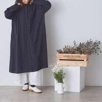 棉質泡泡紗格紋前開襟荷葉領洋裝 衣長110cm身寬127cm cloudnine｜ギンガムチェック前開きワンピース