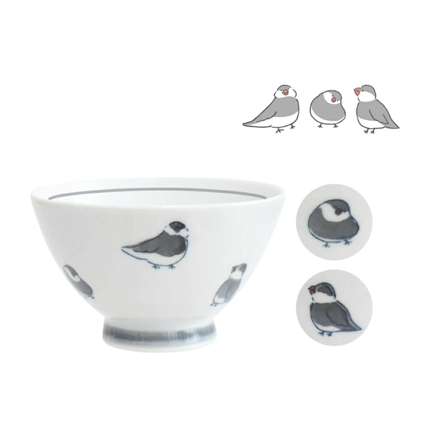 波佐見燒小鳥飯碗 corottori 文鳥 黑色款 可微波 10.8cm|corottori飯碗 ブンチョウ 黒