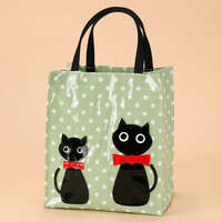 點點貓 耐髒塗層小提袋 S 23.5×20cm 2色｜サイドバッグS  ドット猫パッチ柄