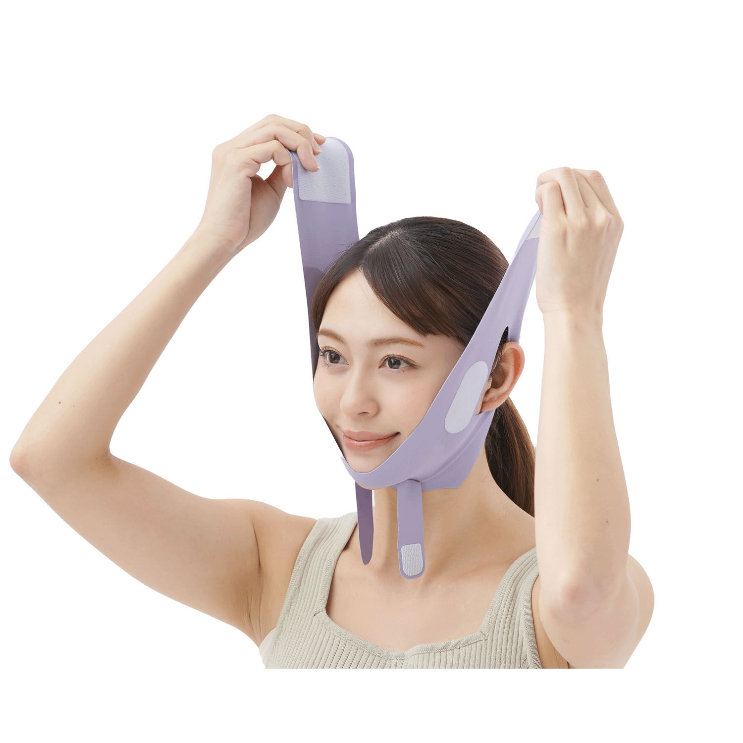K-BEAUTY 臉部包覆彈性帶 羽形矽膠內襯 細長版｜K－BEAUTY小顔ベルト（スタイリッシュ）