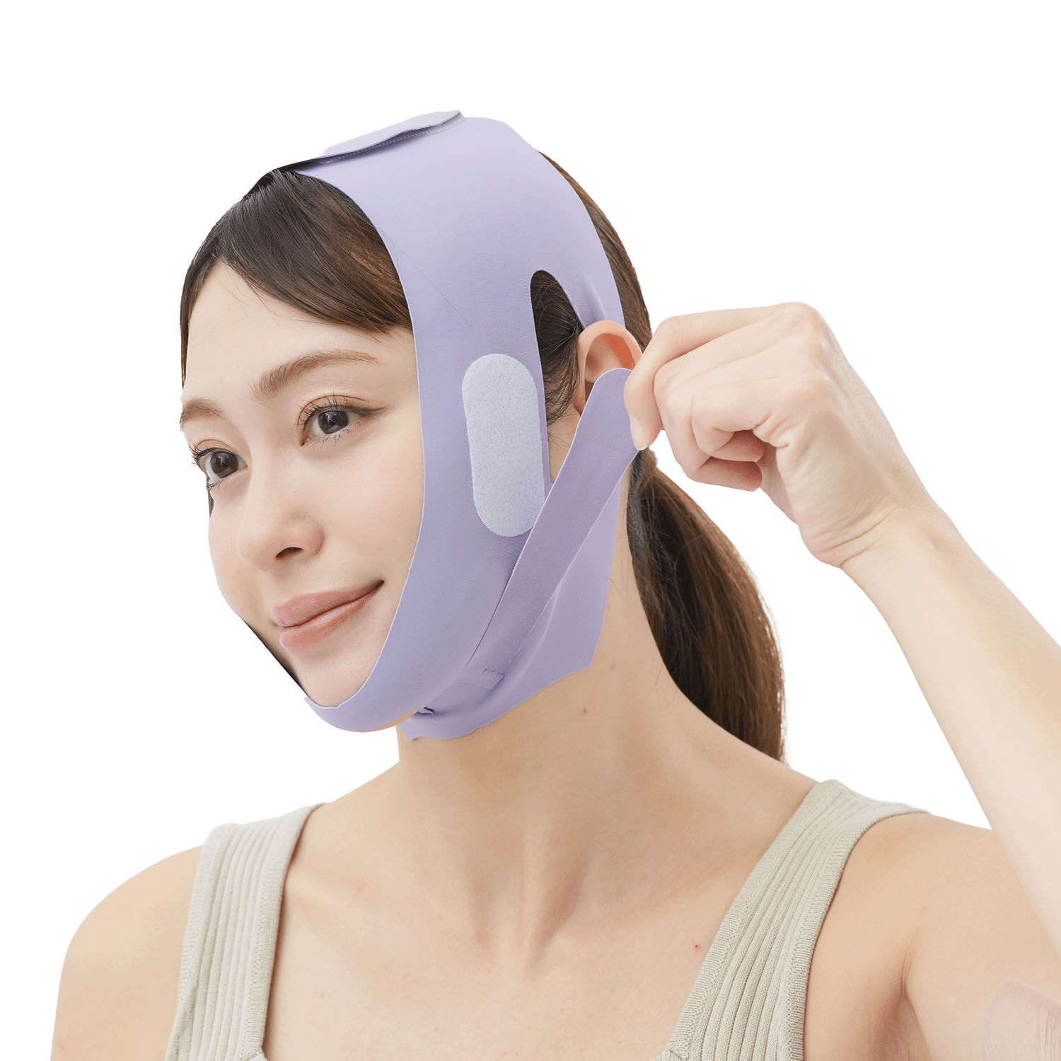 K-BEAUTY 臉部包覆彈性帶 羽形矽膠內襯 細長版｜K－BEAUTY小顔ベルト（スタイリッシュ）