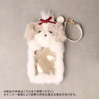 毛絨動物票卡夾 捲線吊飾 磁扣蓋口袋 黑貓／貴賓等4款｜もふもふアニマルパスケース