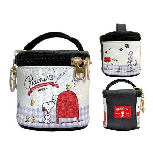 史努比迷你手提圓筒化妝包 附提把美妝小物收納袋三色可選 SNOOPY｜スヌーピー ミニバニティポーチ