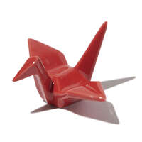 日本製紙鶴筷架 美濃燒瓷器 吉祥長壽 可擺飾 6×5cm｜箸置 折り鶴