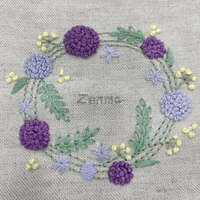 手刺繡方形收納包 16×16cm 麻 7款圖案【Zenma】｜Vyポーチ